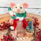 Sebastian The Christmas Mouse, natural fiber doll, felt mouse, OOAK Art Doll, Needle felted Mouse