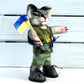 Javelina the Cat, Ukrainian Soldier, natural fiber friend, felted cat art doll, OOAK