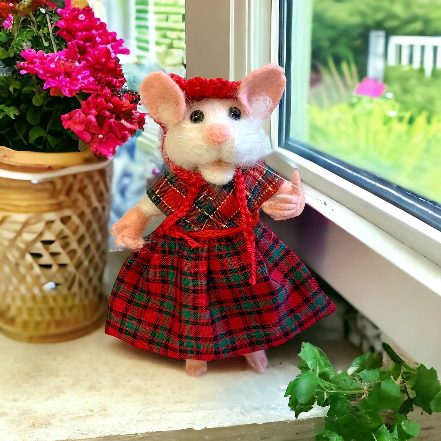 Hilda the Mouse, natural fiber friend, felt mouse, OOAK Art Doll