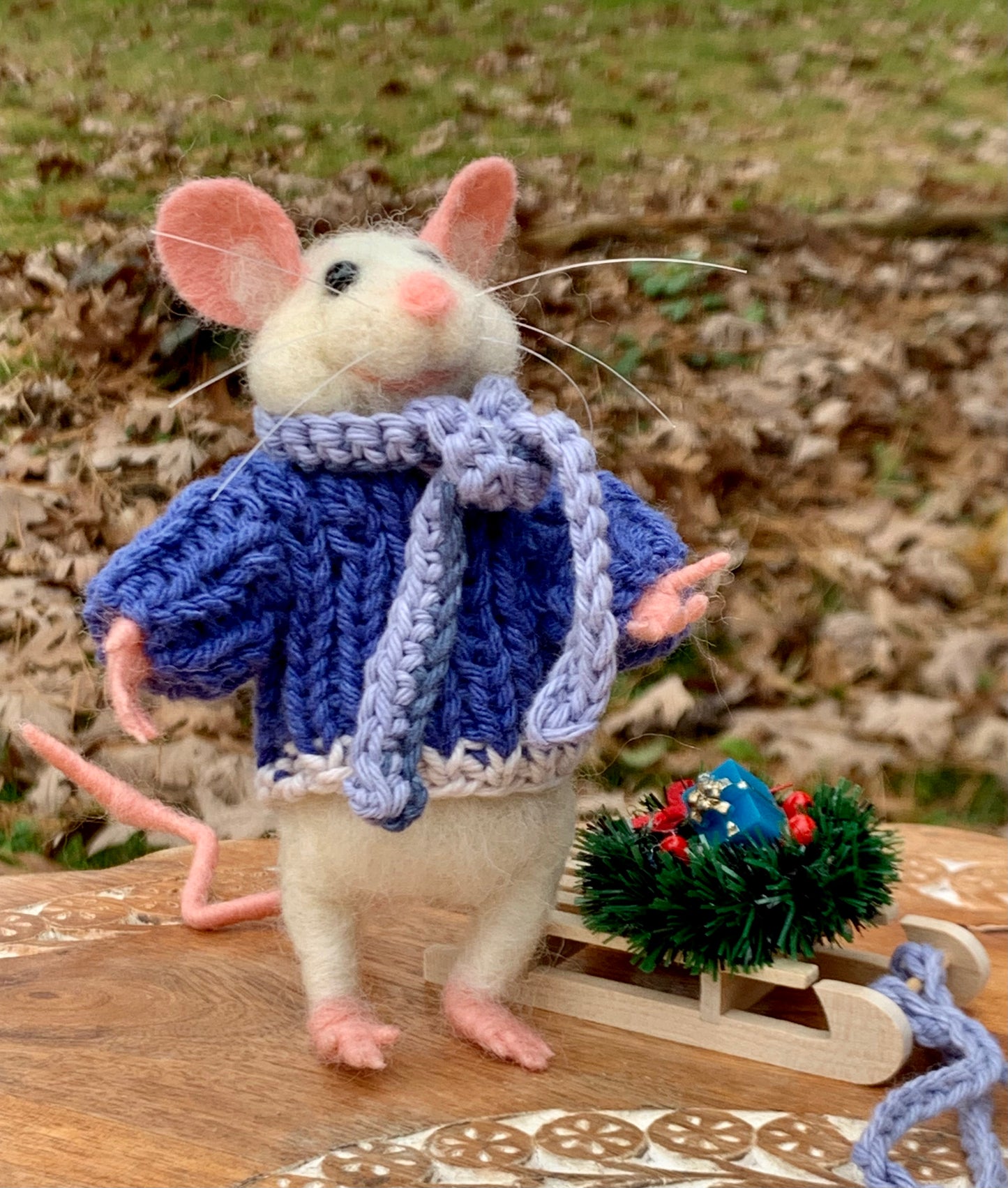 Christian the Mouse, natural fiber friend, felt mouse, OOAK Art Doll