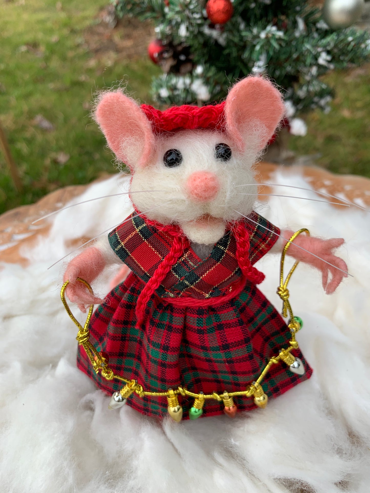 Hilda the Mouse, natural fiber friend, felt mouse, OOAK Art Doll