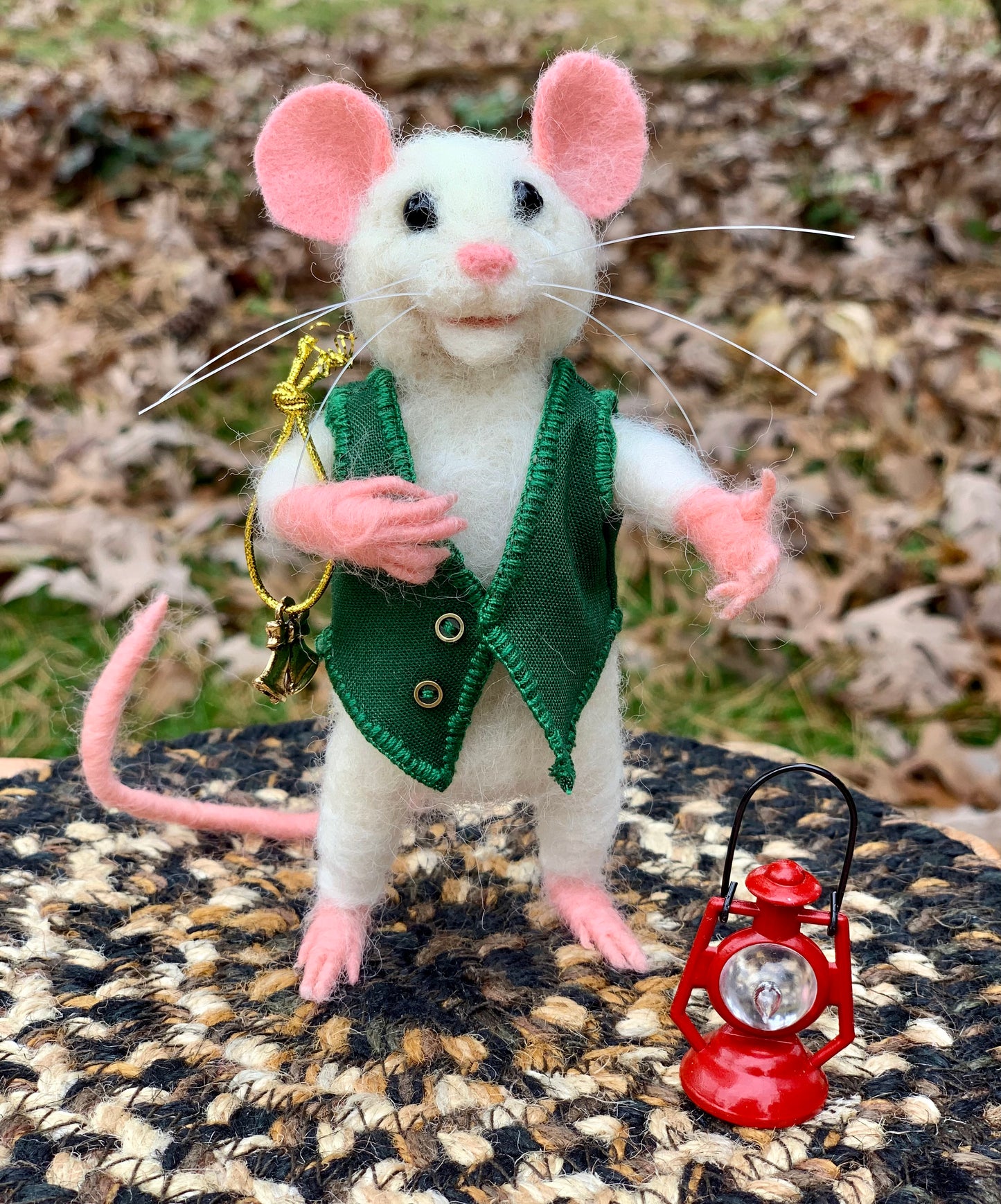 Felix the Mouse, natural fiber friend, felt mouse, OOAK Art Doll