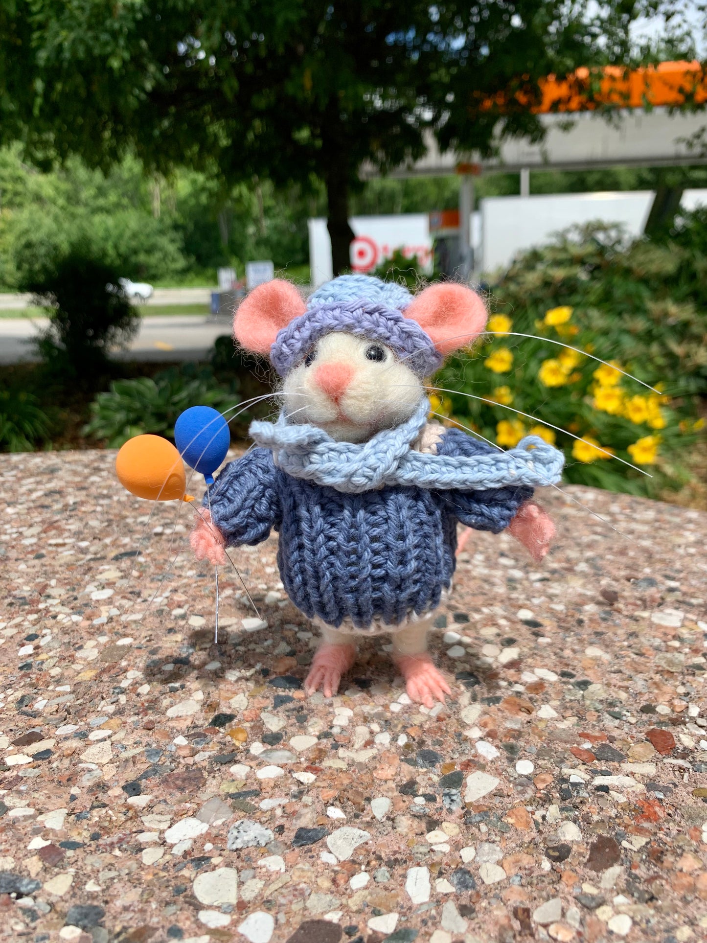 Topo Adagio Mouse, natural fiber friend, felt mouse, OOAK Art Doll