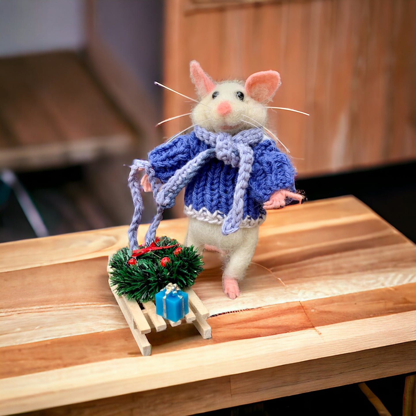 Christian the Mouse, natural fiber friend, felt mouse, OOAK Art Doll