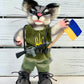 Javelina the Cat, Ukrainian Soldier, natural fiber friend, felted cat art doll, OOAK