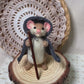 Peter the Mouse – Needle Felted Wool Wanderer with Cloak & Walking Stick | Handmade Collectible Art Doll