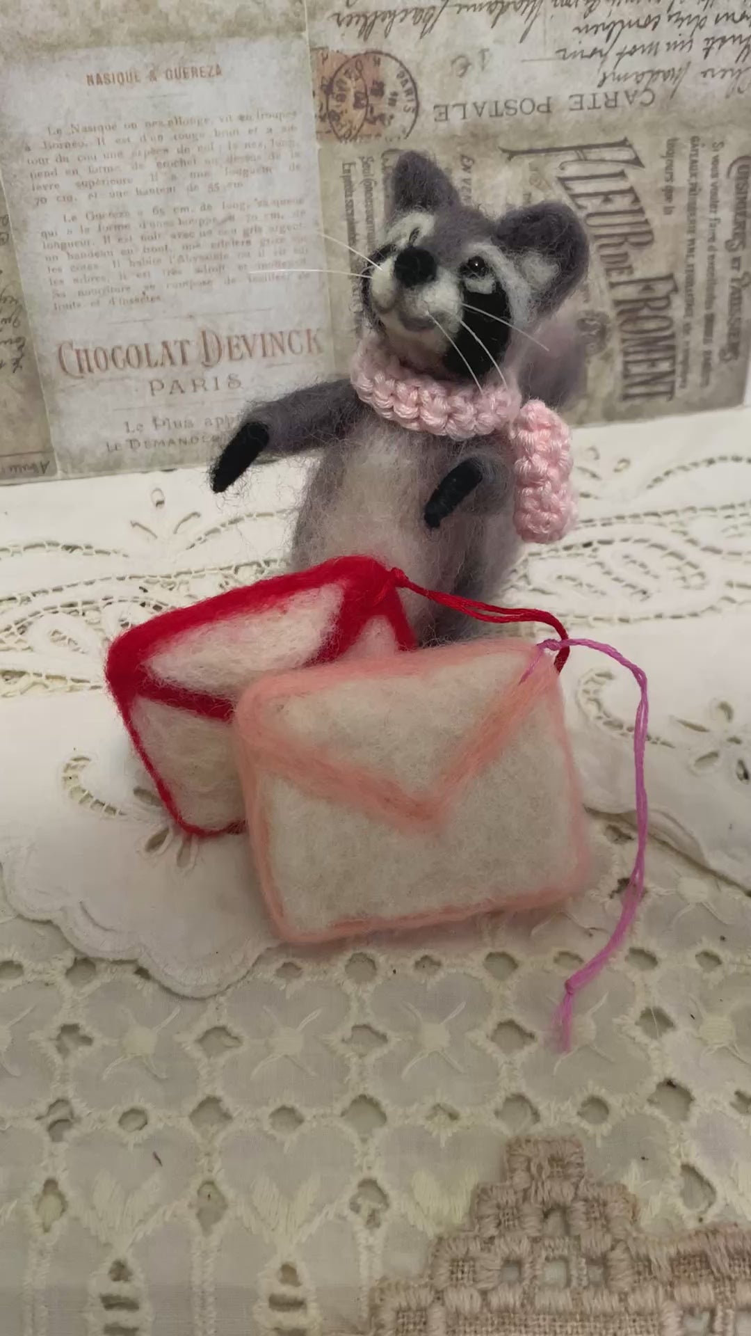 needle felted raccoon