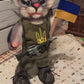 Javelina the Cat, Ukrainian Soldier, natural fiber friend, felted cat art doll, OOAK