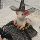 Needle-Felted Pippa the Witch Mouse – Handmade Natural Fiber Art Doll | Whimsical Woodland Decor Collectible Dressed Figurine