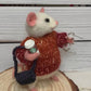 Pumpkin Needle-Felted Mouse – Handmade Autumn Decor, Cute Coffee Lover Mouse, Fall Gift, Wool Figurine for Mouse Collectors Stuffed Animal