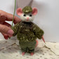 Needle-Felted Lucas the Mouse – Handmade Natural Fiber Art Doll | Whimsical Collectible with Autumn Leaf