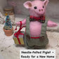 Needle Felted Christmas Pig in Festive Outfit – Handmade Cute Piggy Toy – Perfect Gift for Pig Lovers – Farm Animal Plush – Wool Pig Figurine