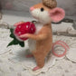 Needle-Felted Mouse with Strawberry – Handmade Natural Fiber Art Doll | Whimsical Woodland Decor Collectible Dressed Figurine