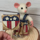 Needle-Felted Patriotic Mouse - Red, White & Blue Collectible Ornament, Unique Gift for USA Pride Decor