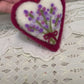 Needle-Felted Heart with Embroidered Lavender – Handmade Wool Valentine Decor