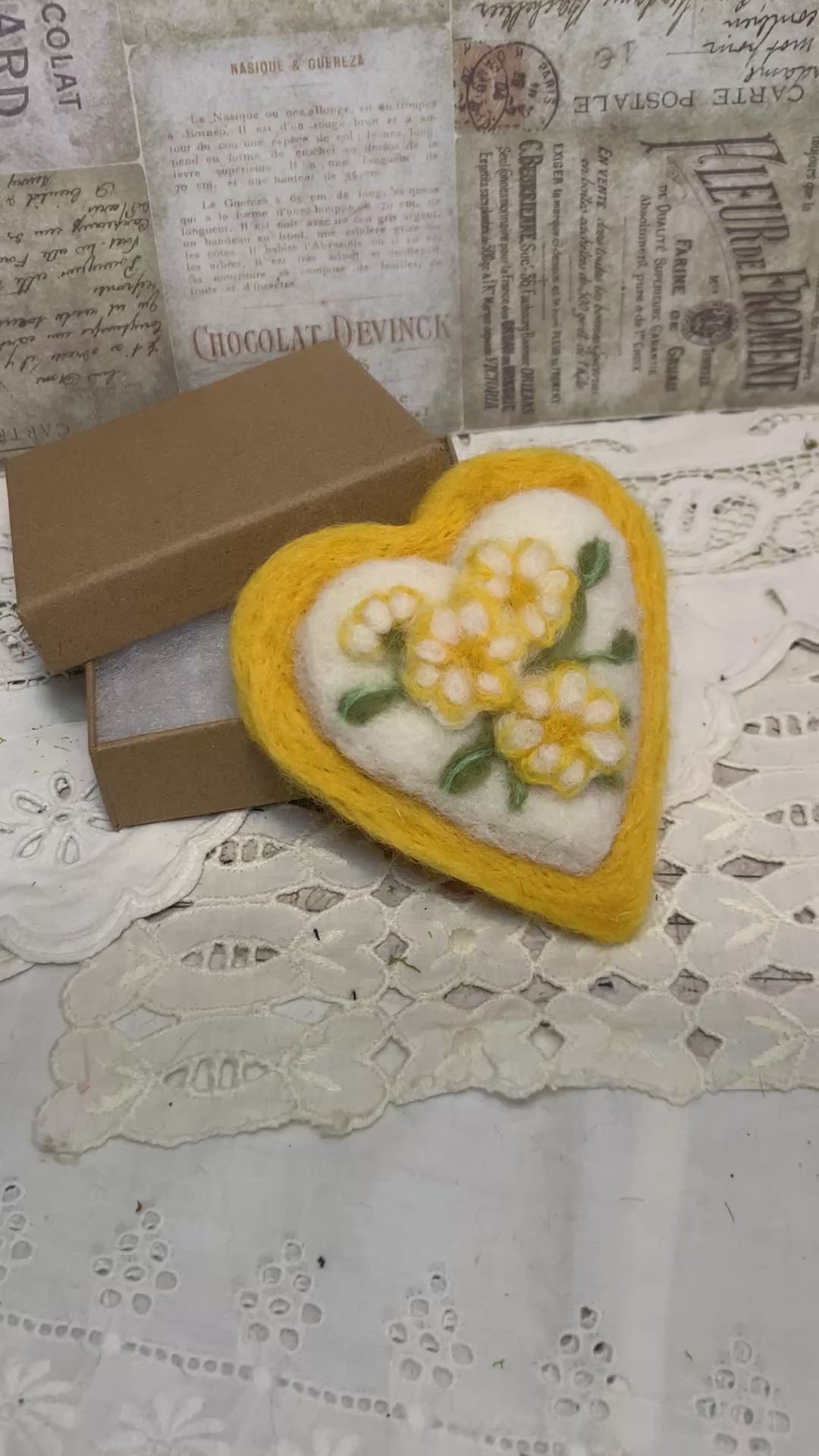 This needle-felted heart is embroidered with cheerful daisy flowers — symbols of joy and gentle affection. Handmade from soft wool with tender detail, it’s a one-of-a-kind piece perfect for Valentine’s giving or warm home décor.
