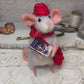 Needle-Felted Mouse with Book – Handmade Natural Fiber Art Doll | Whimsical Woodland Decor Collectible Dressed Figurine