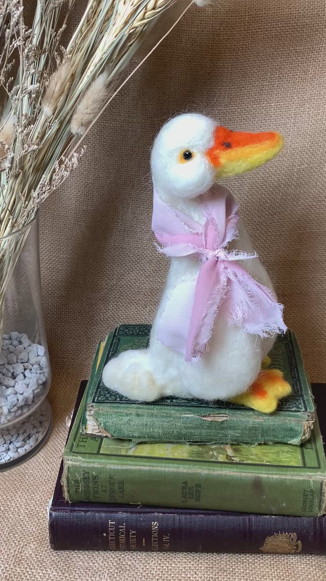 Needle felted goose collectible made of natural wool
Whimsical handmade goose ornament Fox Hollow Friends