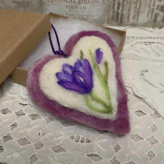 Handmade needle-felted wool heart