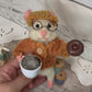 Maximilian Nibbleton the Coffee Mouse – OOAK Needle Felted White Mouse | Handmade Art Doll