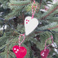needle felted heart ornaments