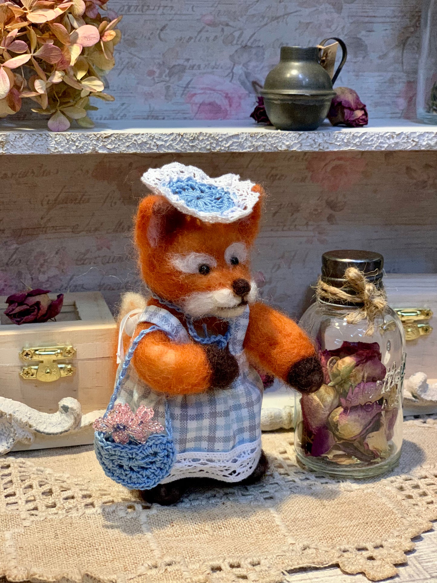 Mila the Fox, a natural fiber friend, felt animal, OOAK