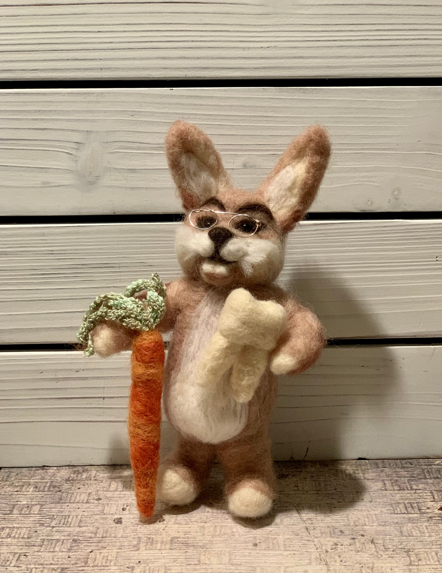 Dr Benjamin Cornelius, a natural fiber friend, felt animal, bunny rabbit OOAK