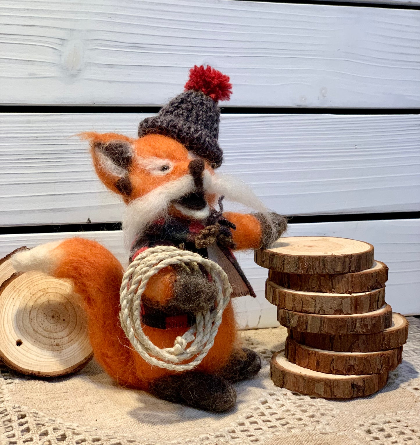 Jacque du Fox, a natural fiber friend, felt animal, OOAK