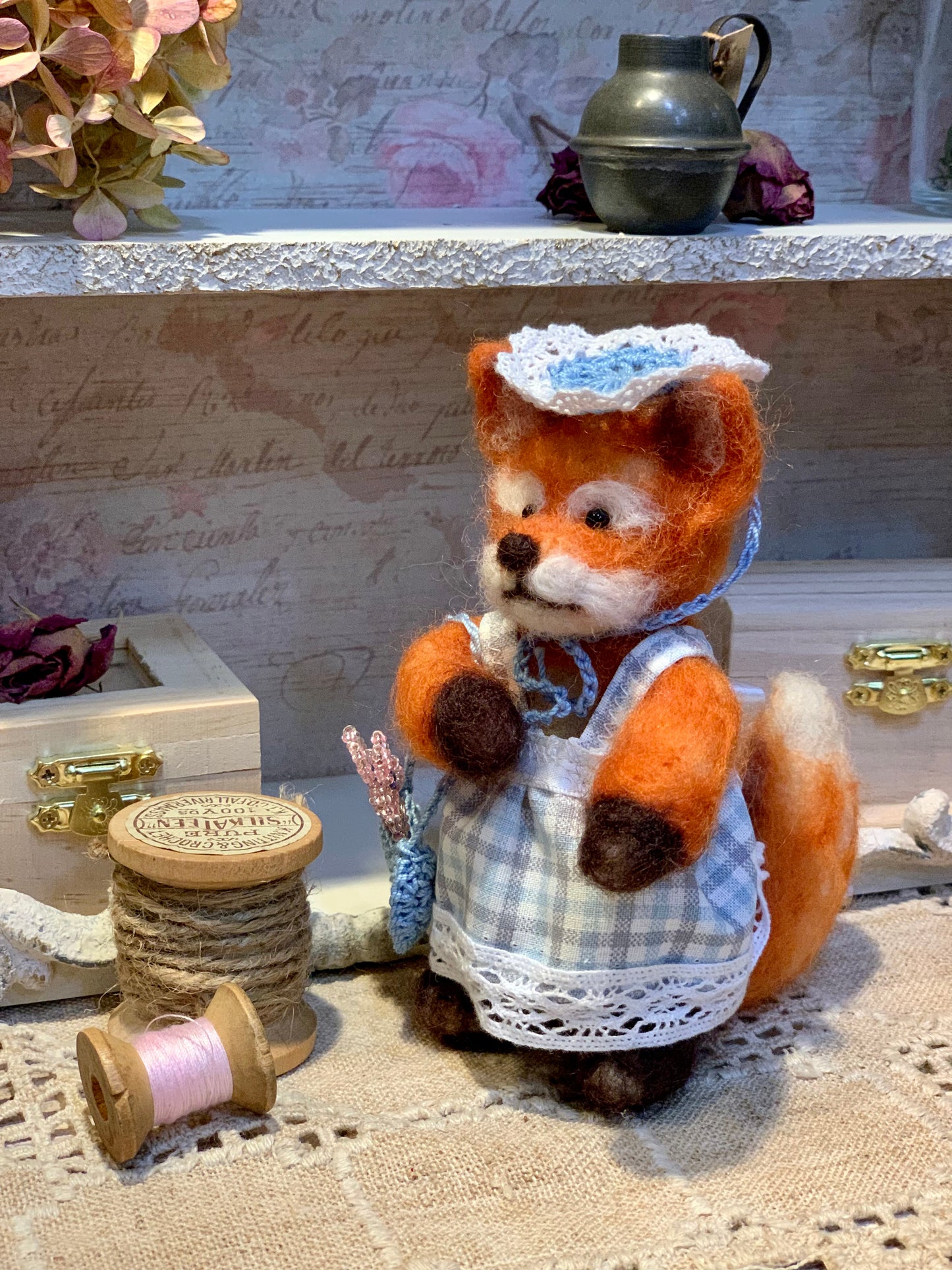 Mila the Fox, a natural fiber friend, felt animal, OOAK