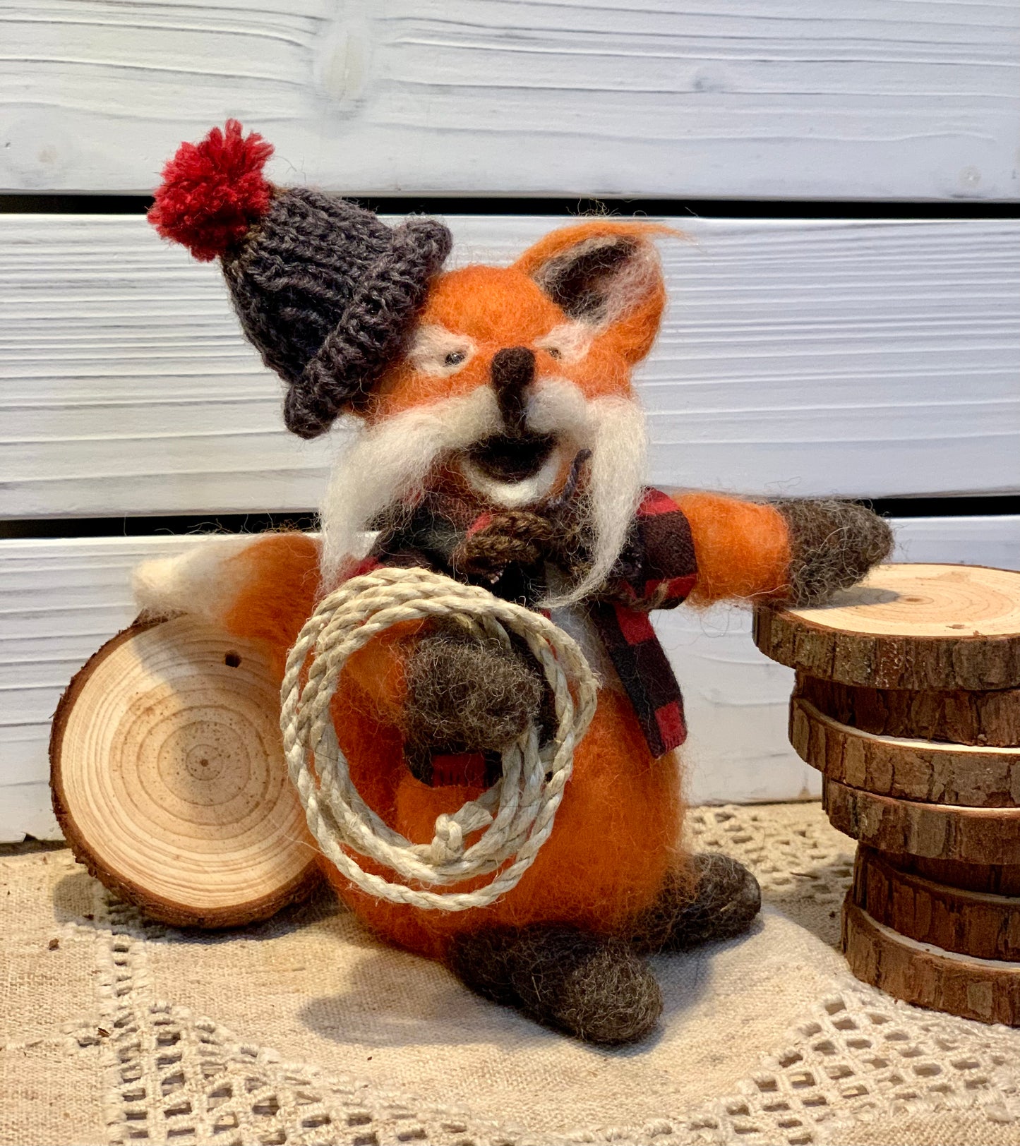 Jacque du Fox, a natural fiber friend, felt animal, OOAK